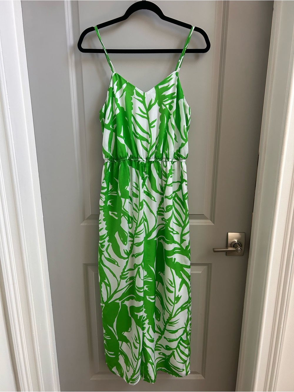 Lilly Pulitzer Green and White Leaf-Print Jumpsuit Size M